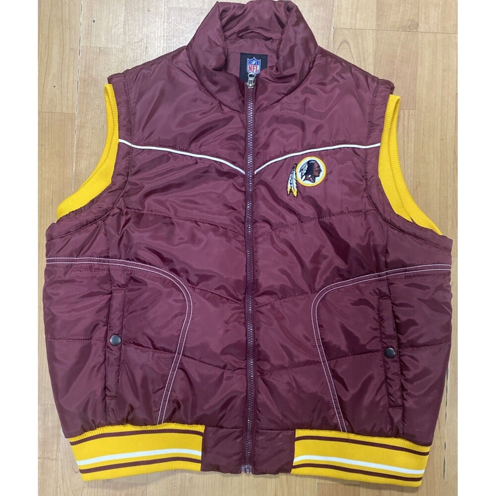 NFL Washington Redskins Commanders Full Zip Puffer Vest Jacket Women's 2XL Red
